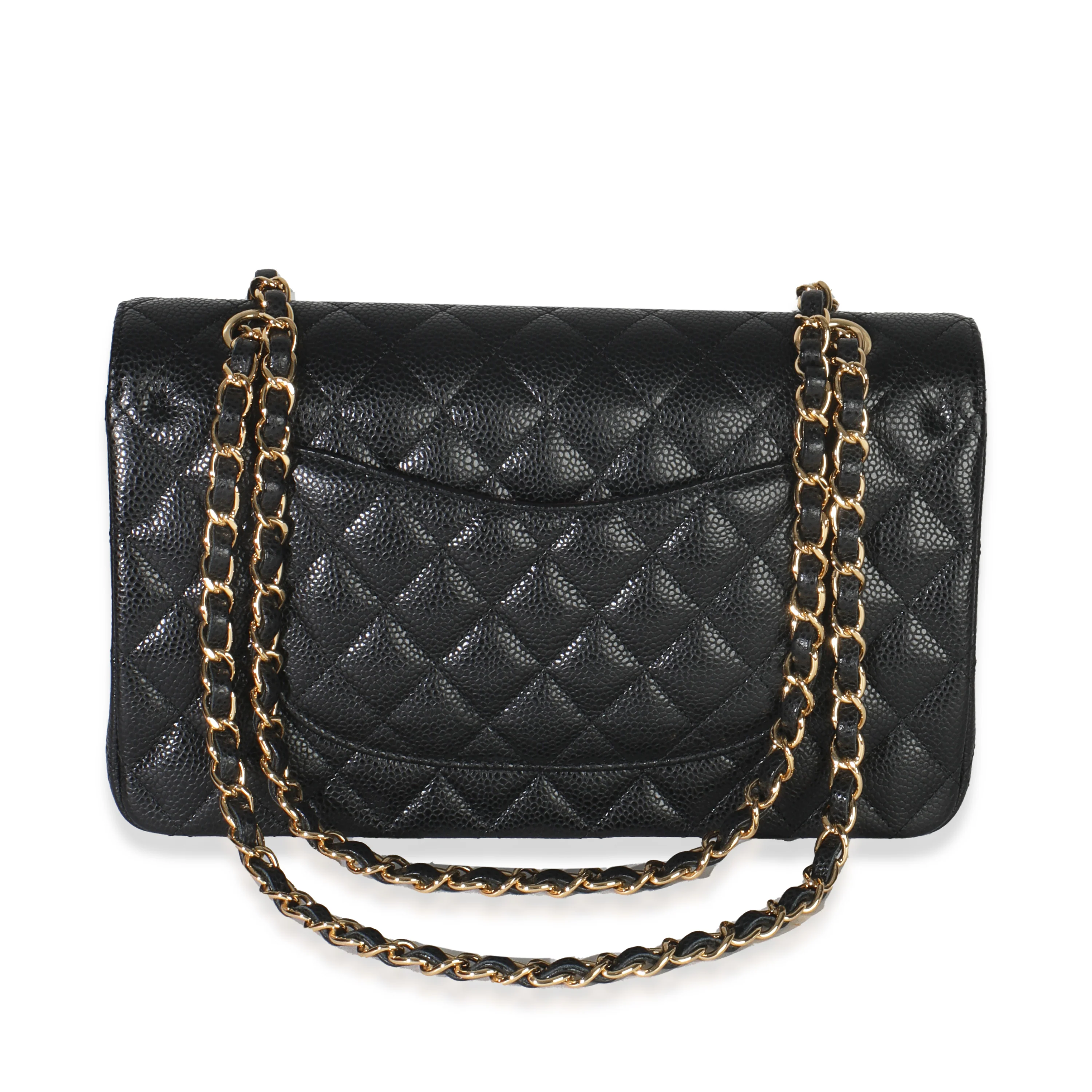 Black Quilted Caviar Medium Classic Double Flap Bag - Image 3