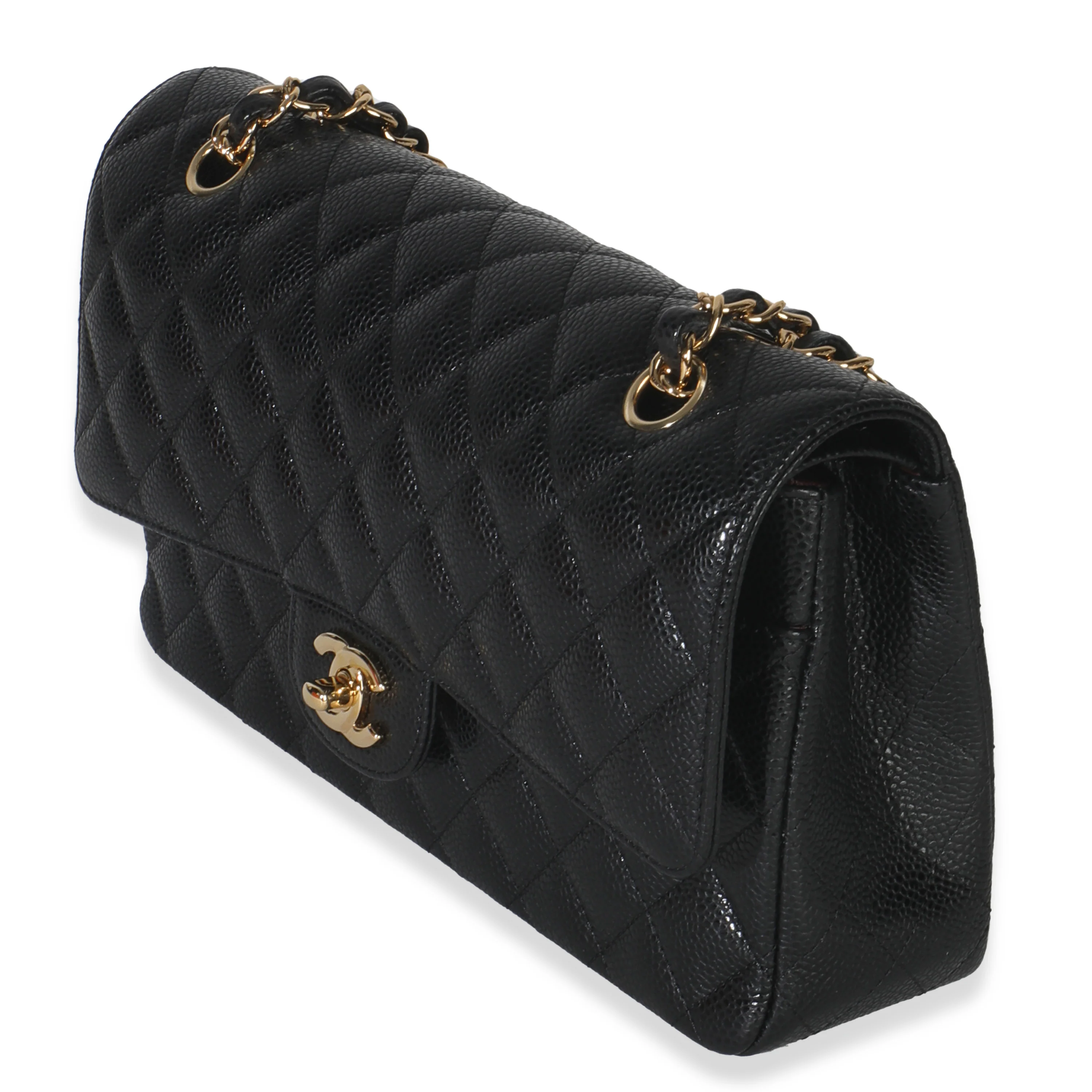 Black Quilted Caviar Medium Classic Double Flap Bag - Image 4