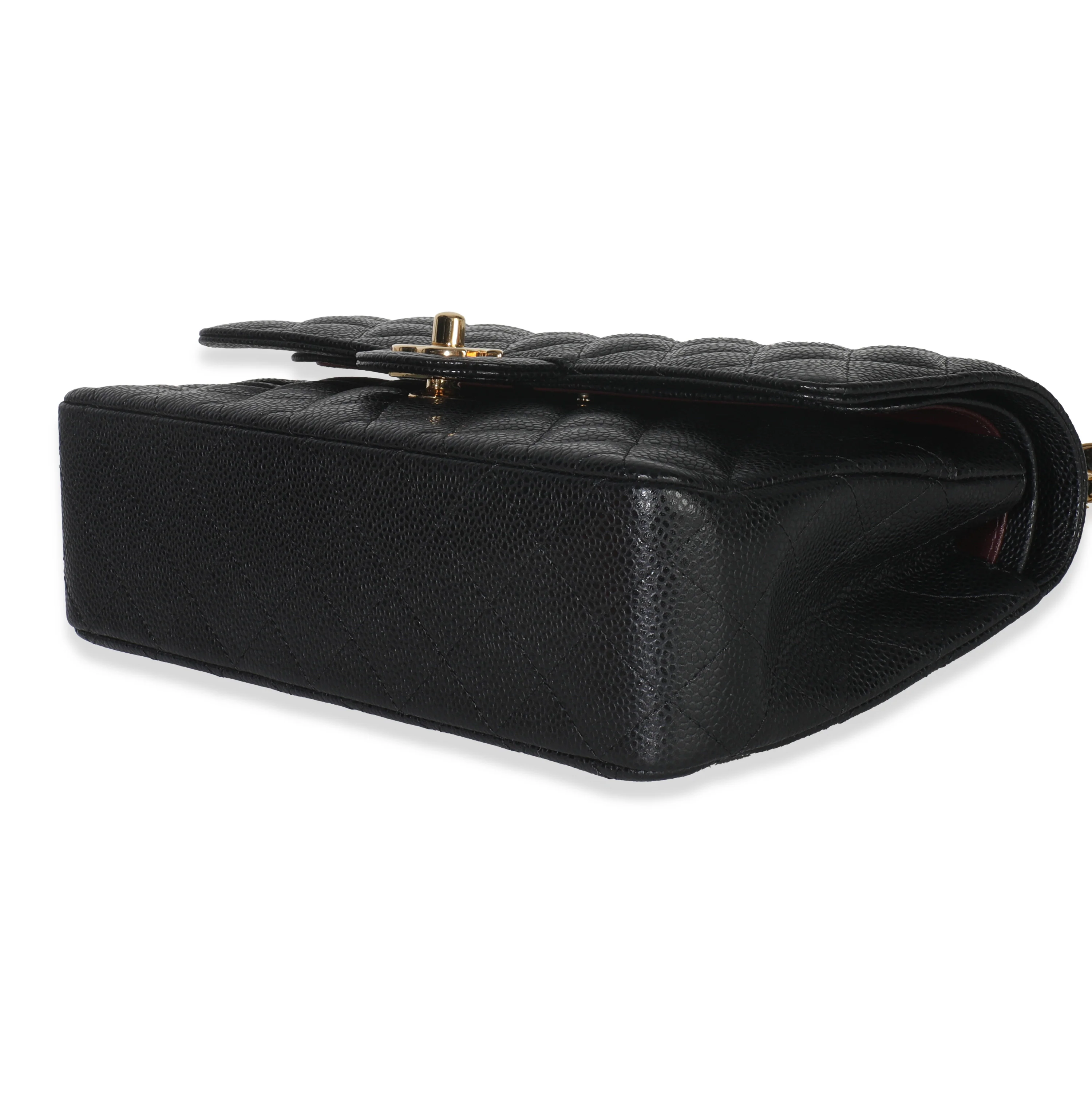 Black Quilted Caviar Medium Classic Double Flap Bag - Image 6
