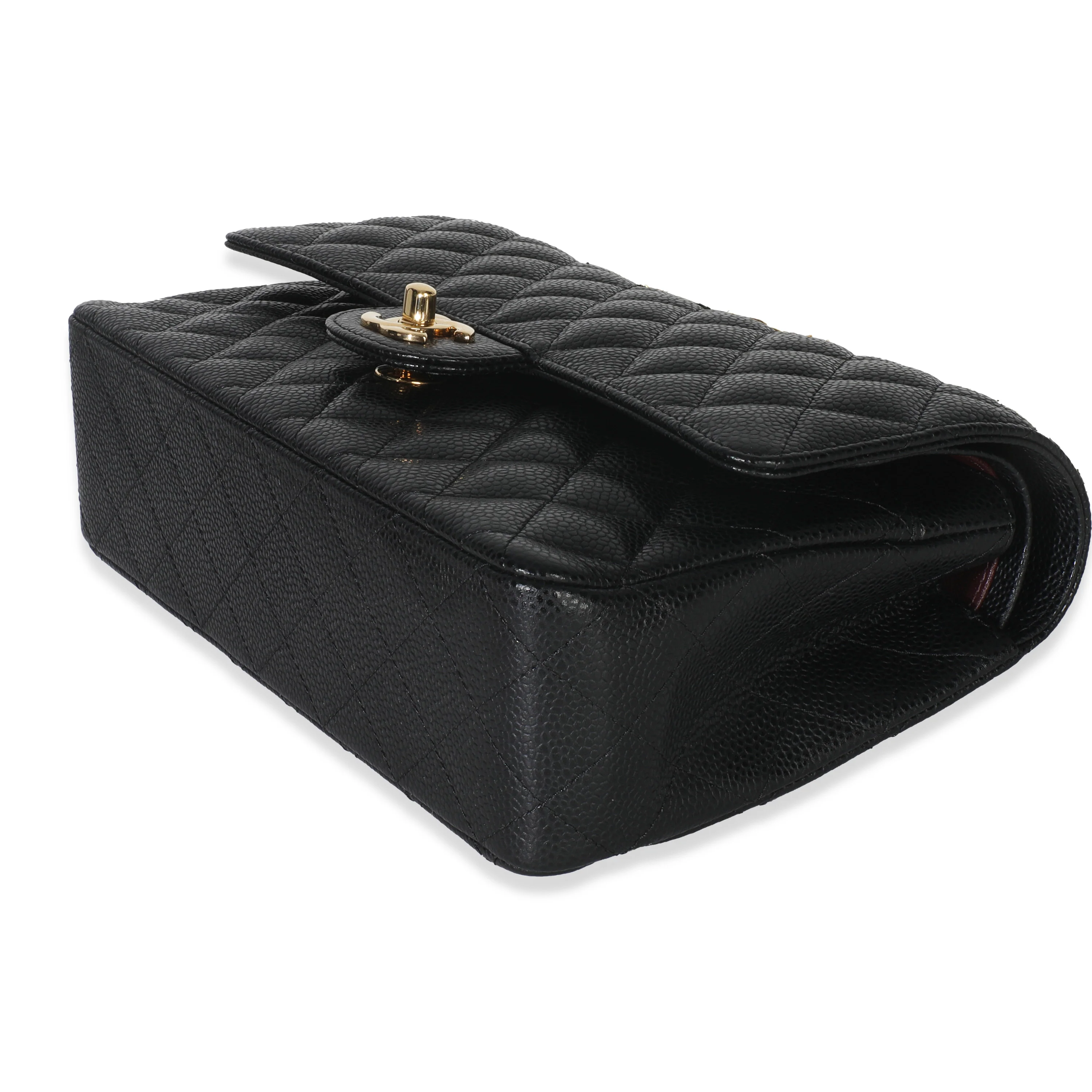 Black Quilted Caviar Medium Classic Double Flap Bag - Image 7