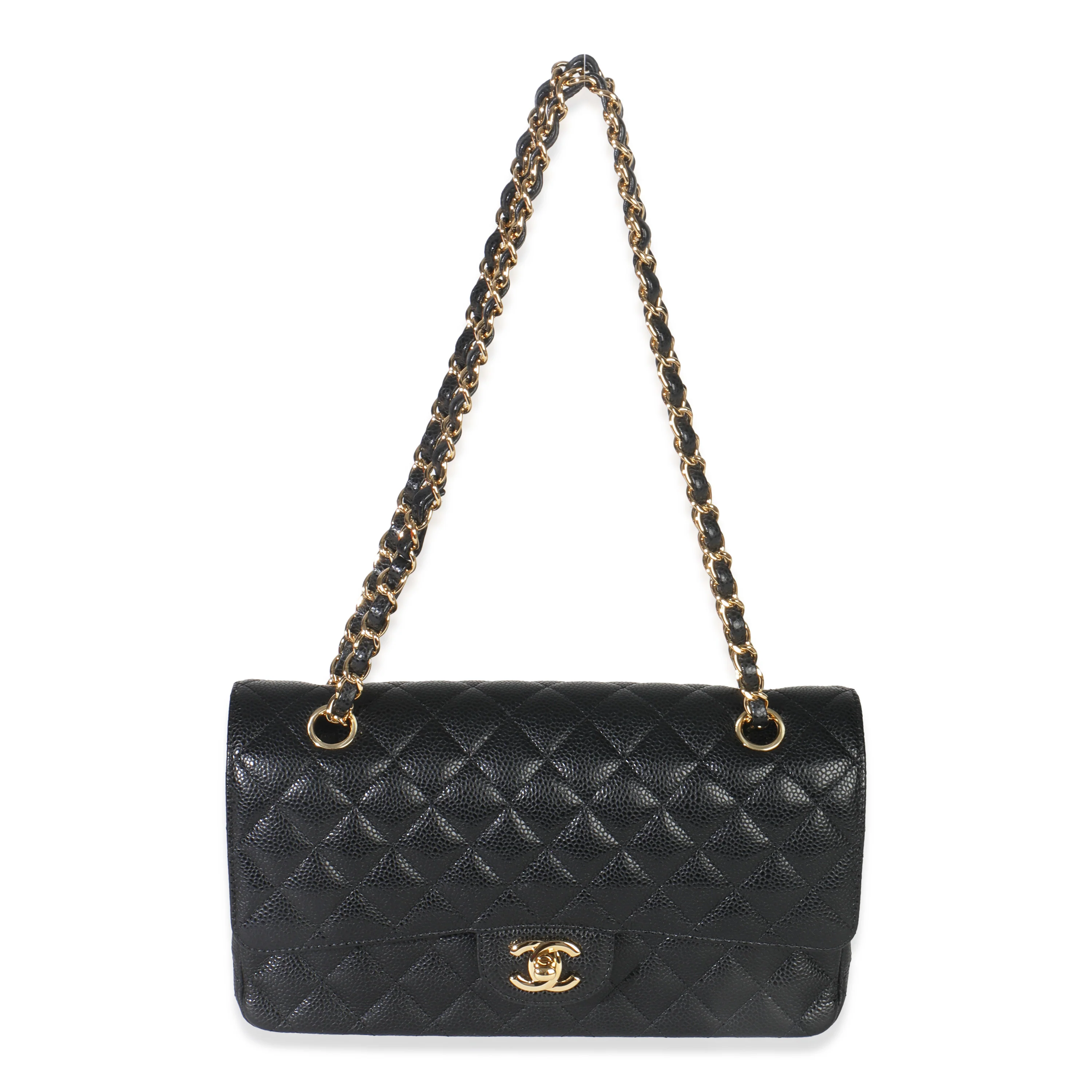 Black Quilted Caviar Medium Classic Double Flap Bag - Image 9