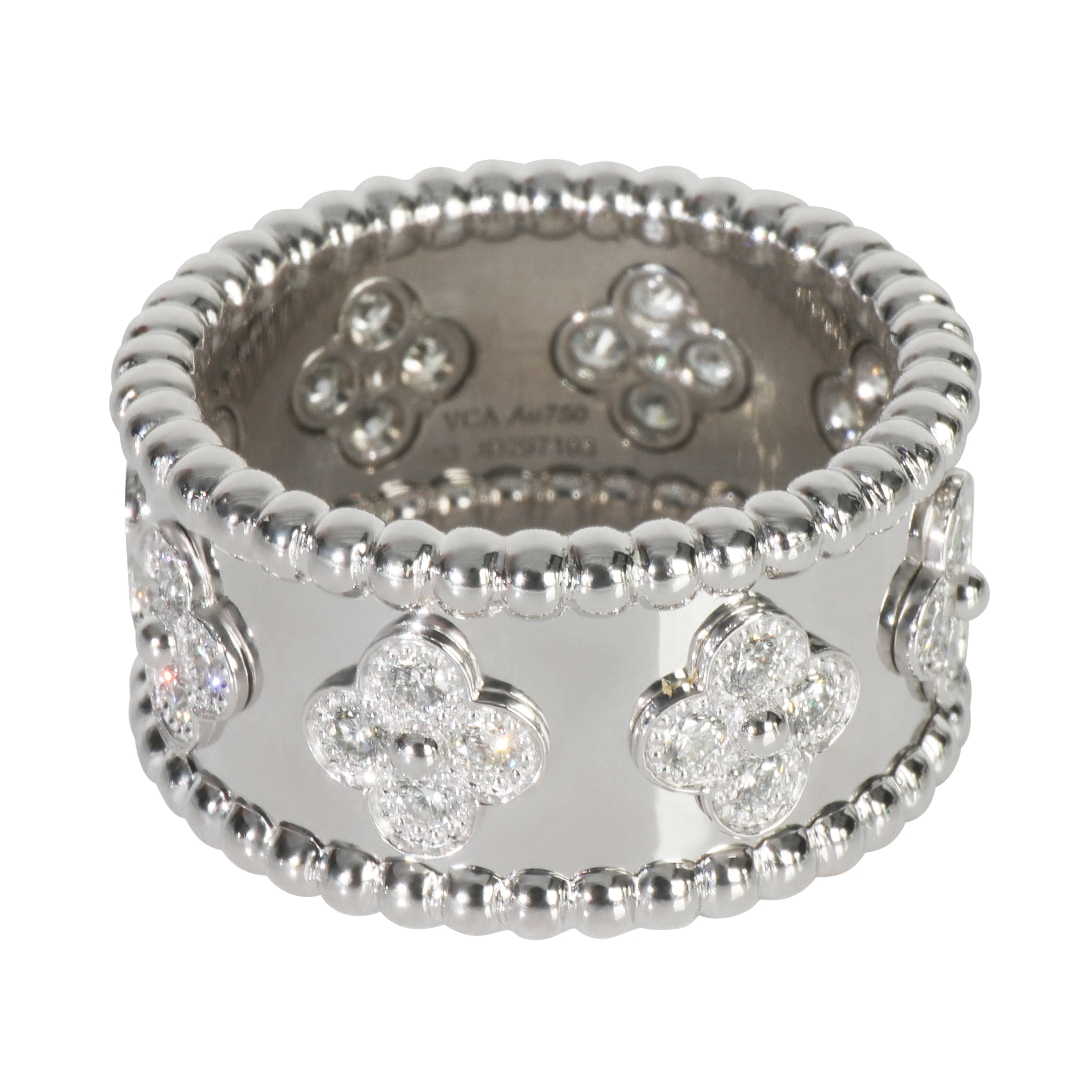 White Gold Diamond Perlee Clovers Ring