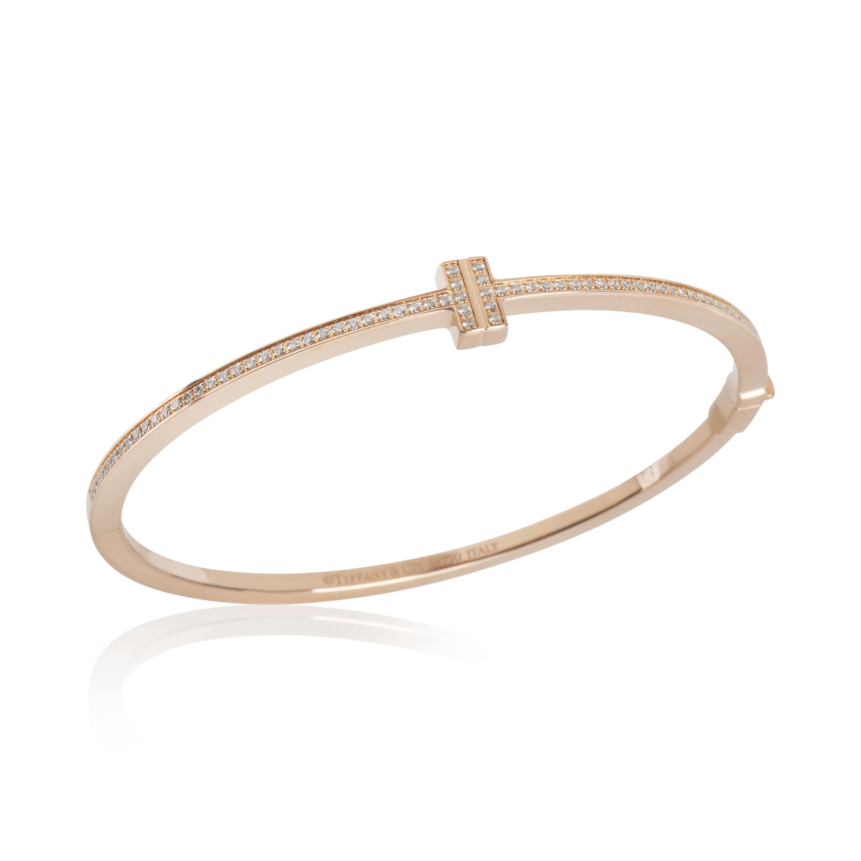 Rose Gold Diamond Tiffany T Hinged Bracelet - Image 4
