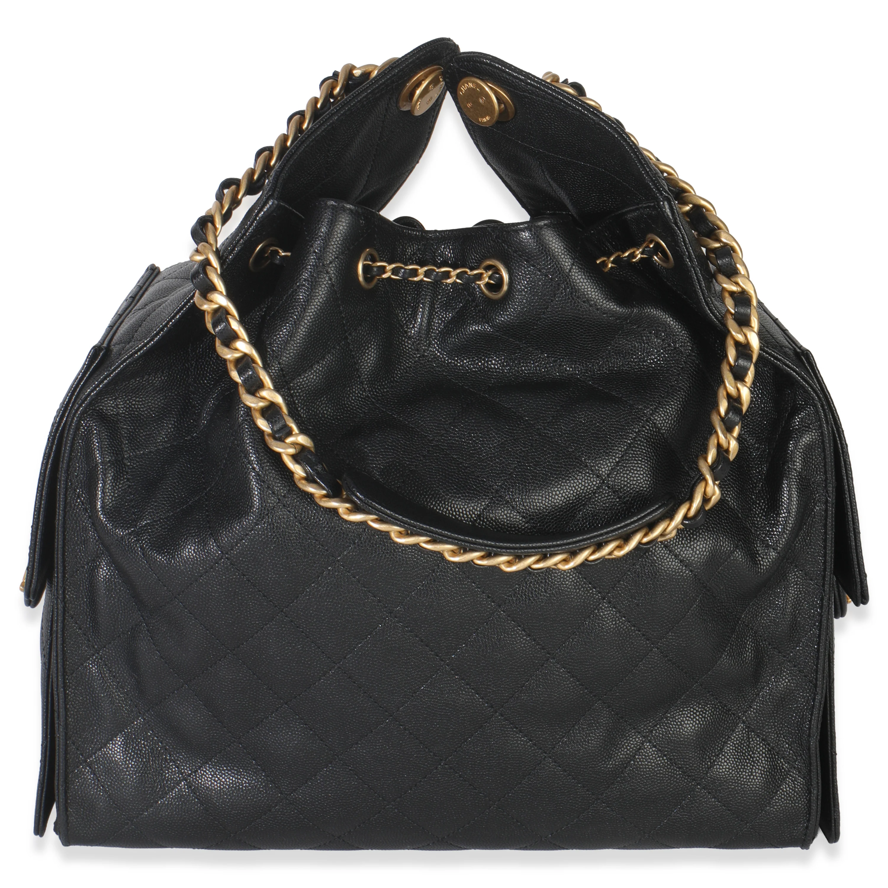 Black Quilted Caviar Medium Chanel 25 Hobo Handbag - Image 4