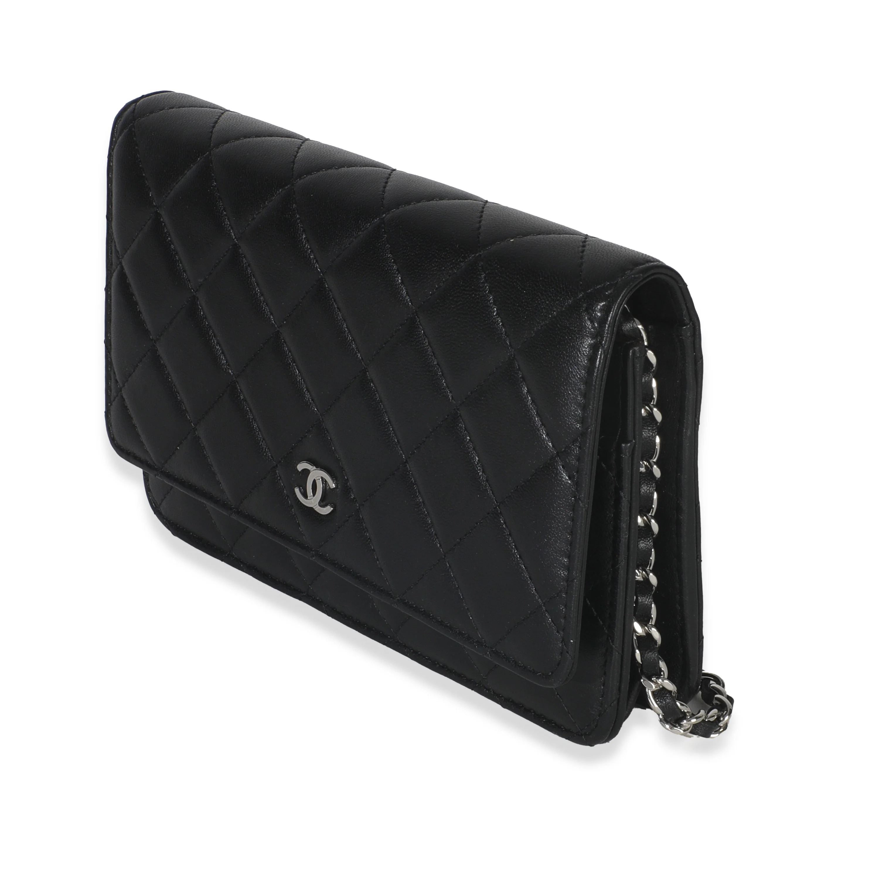 Black Quilted Lambskin Classic Wallet On Chain - Image 2