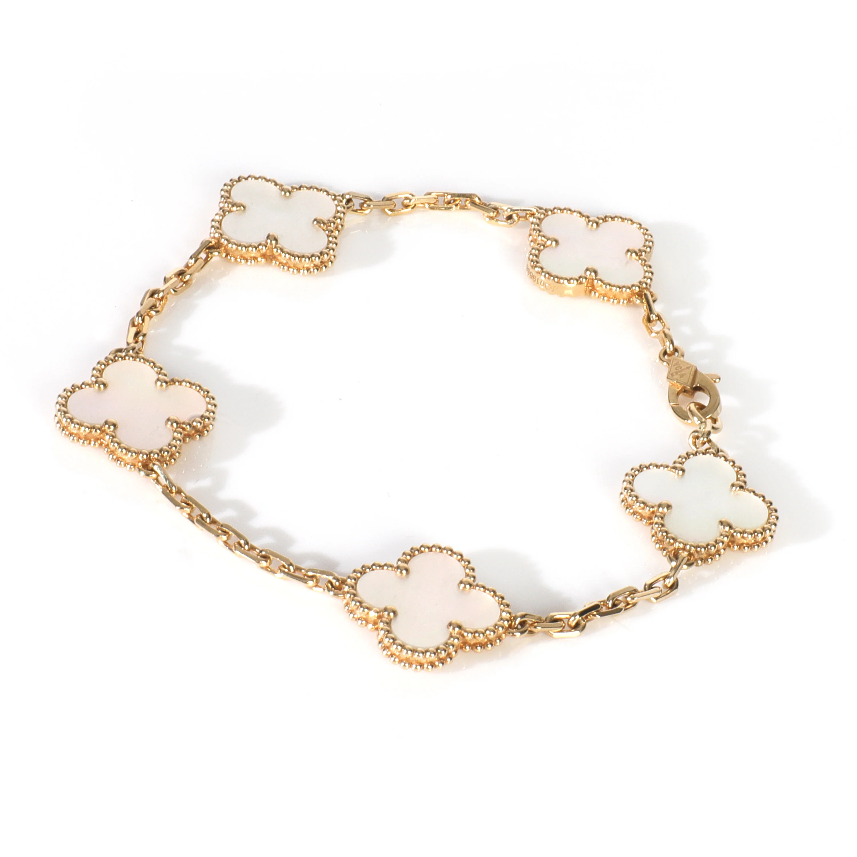 Yellow Gold Mother Of Pearl Vintage Alhambra Bracelet - Image 2