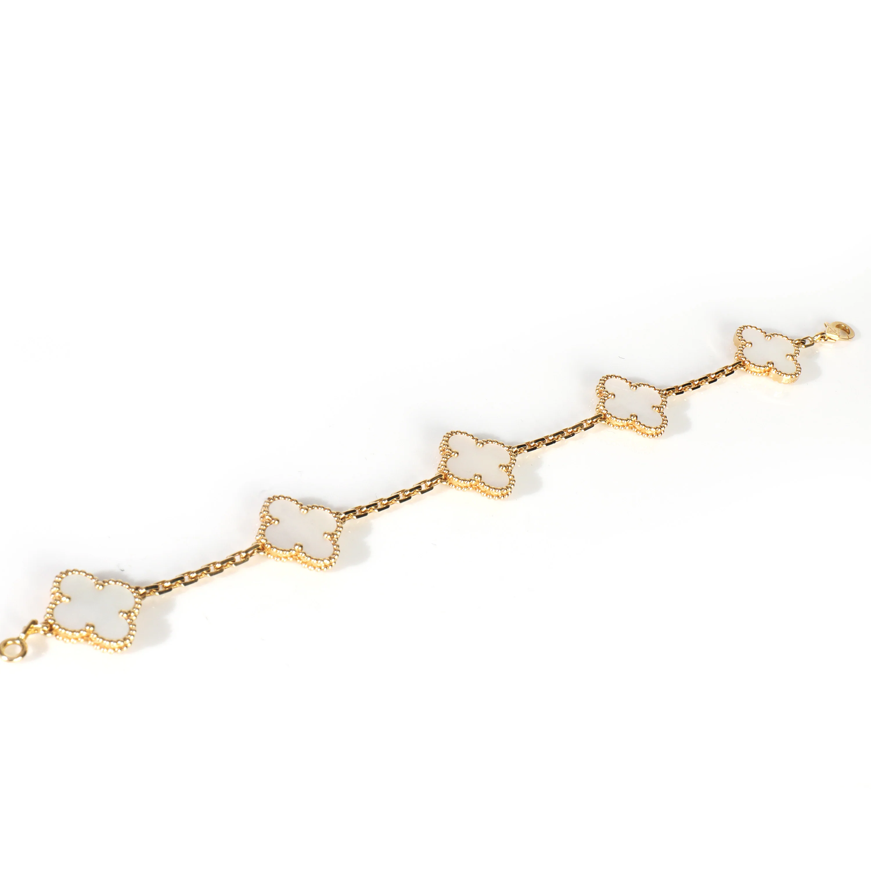 Yellow Gold Mother Of Pearl Vintage Alhambra Bracelet - Image 3