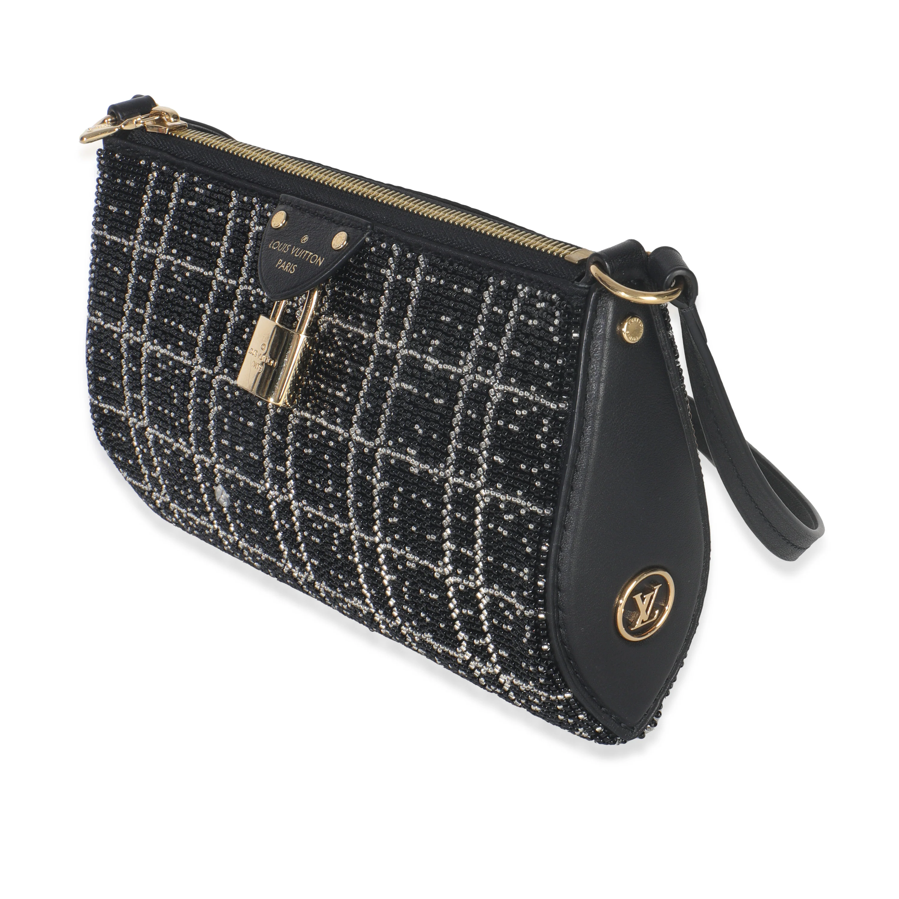 Black White Beaded Pochette Tirette - Image 2