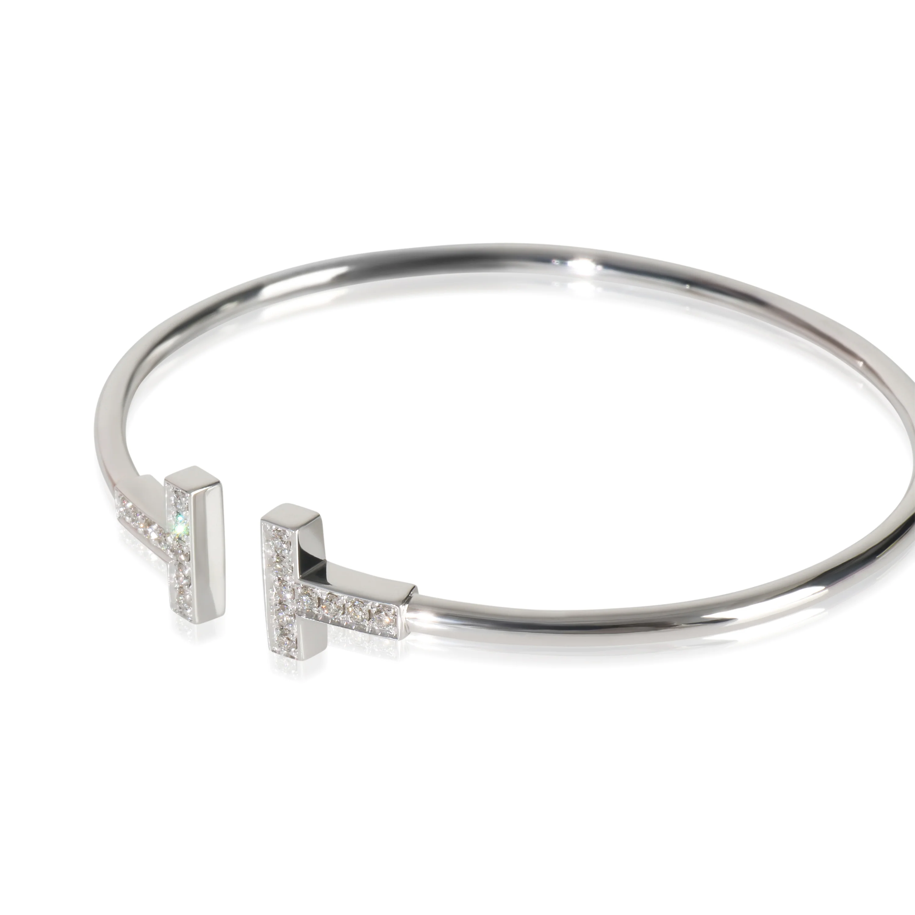 White Gold Diamond Tiffany T Wire Bracelet - Image 2