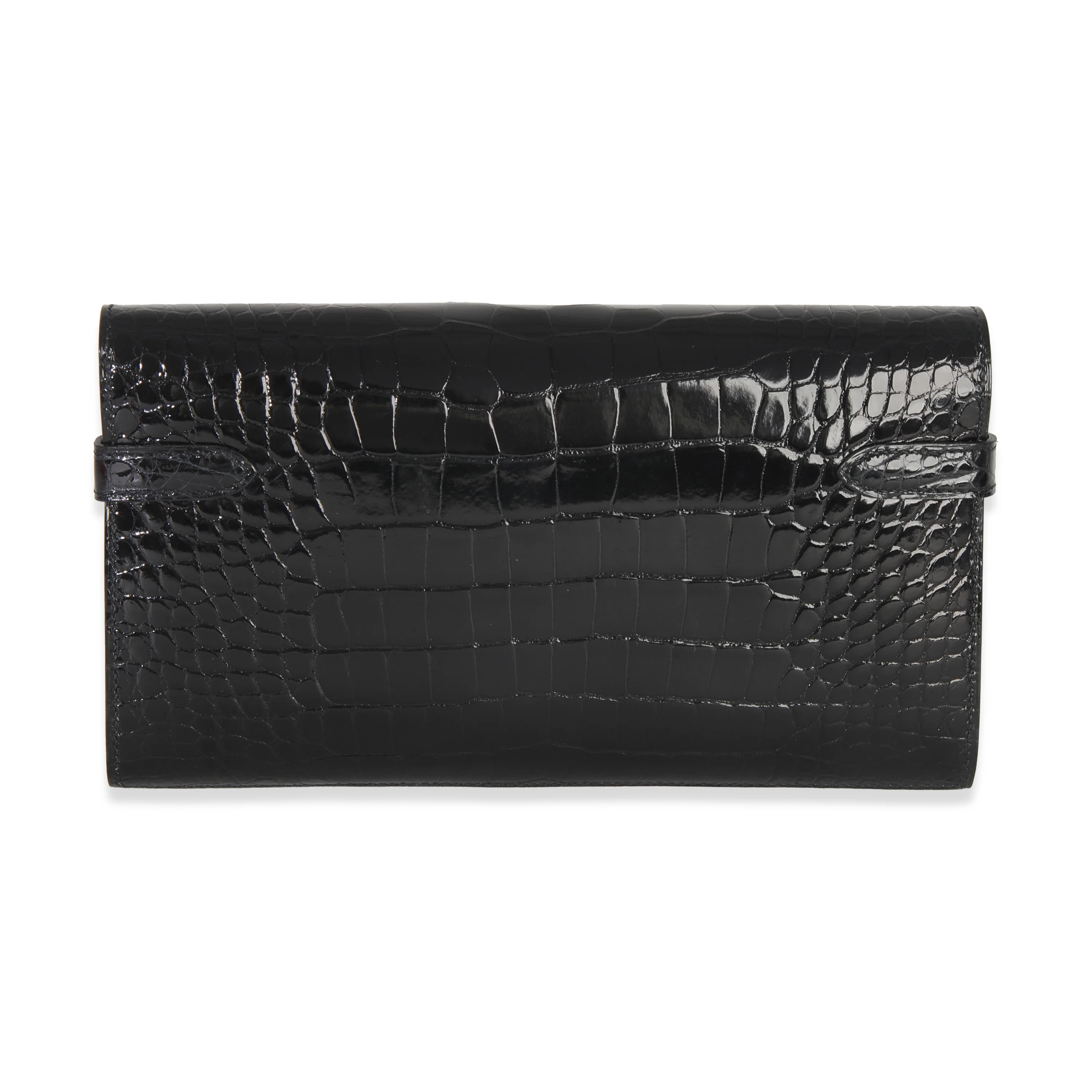 Black Shiny Alligator Kelly Longue Wallet GHW - Image 4