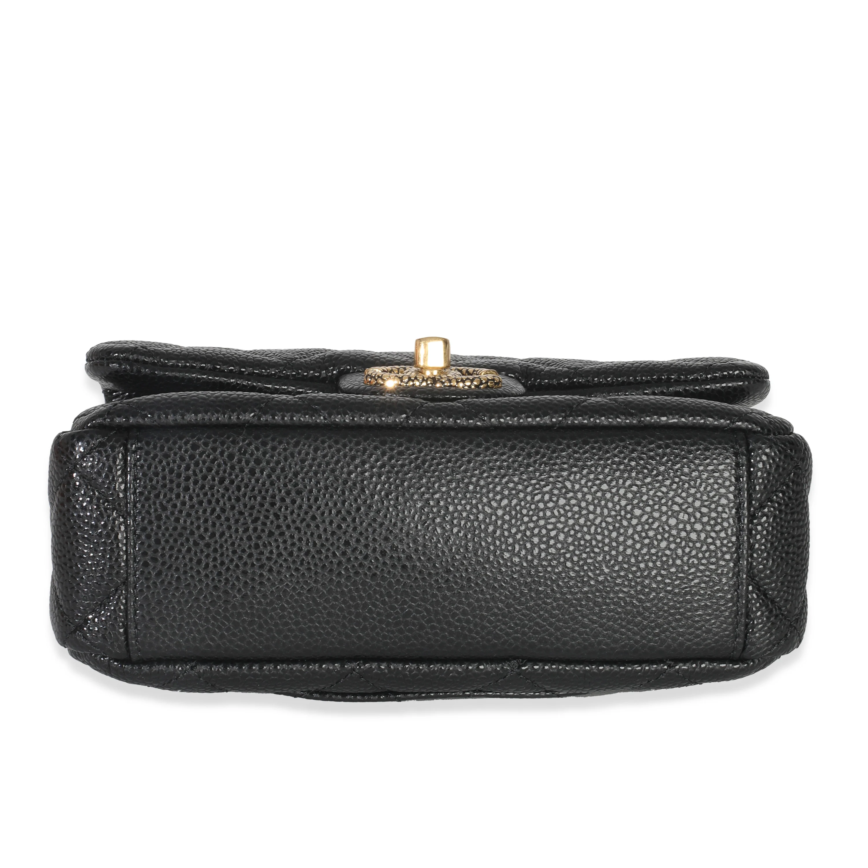 Black Quilted Grained Lambskin Mini Flap - Image 5