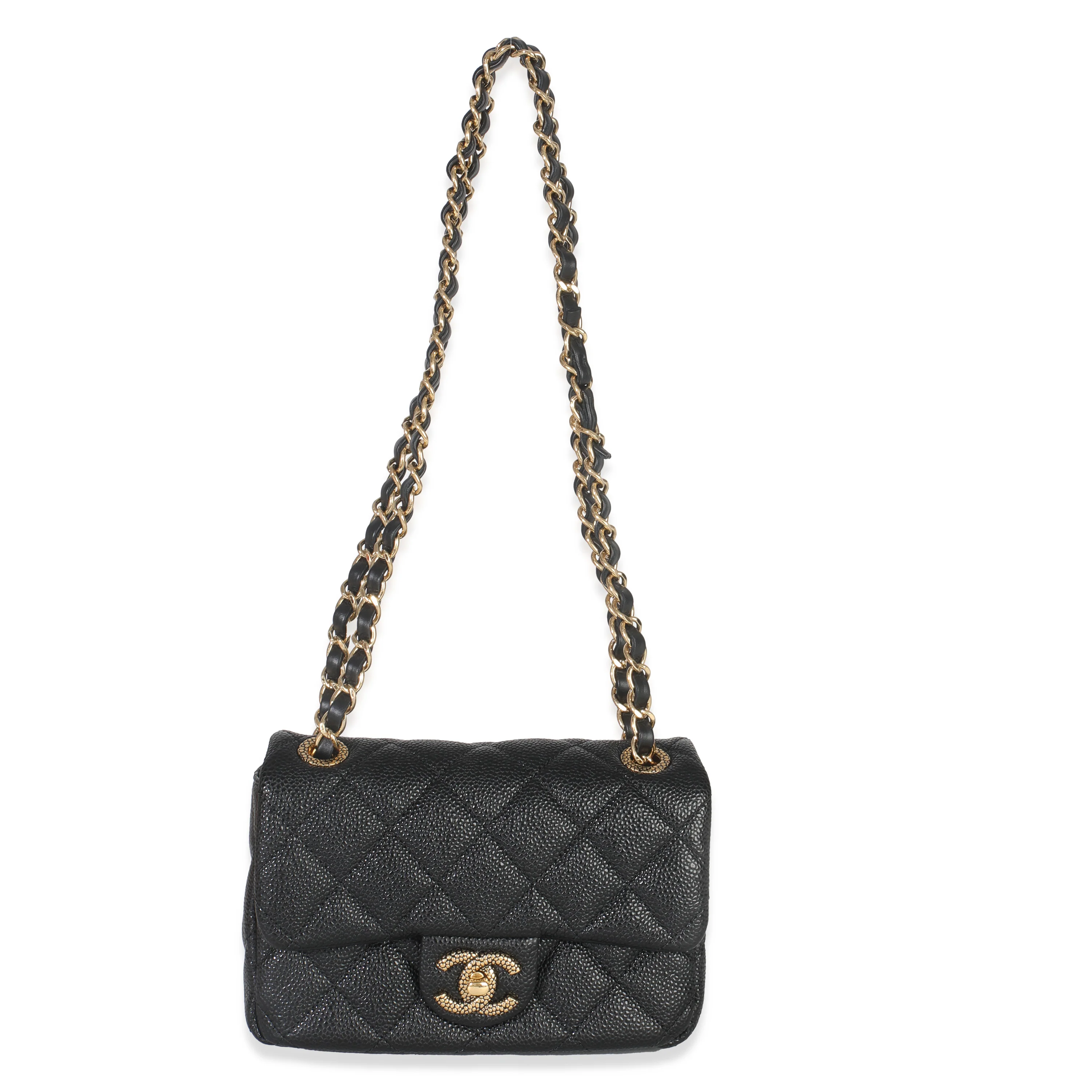 Black Quilted Grained Lambskin Mini Flap - Image 8
