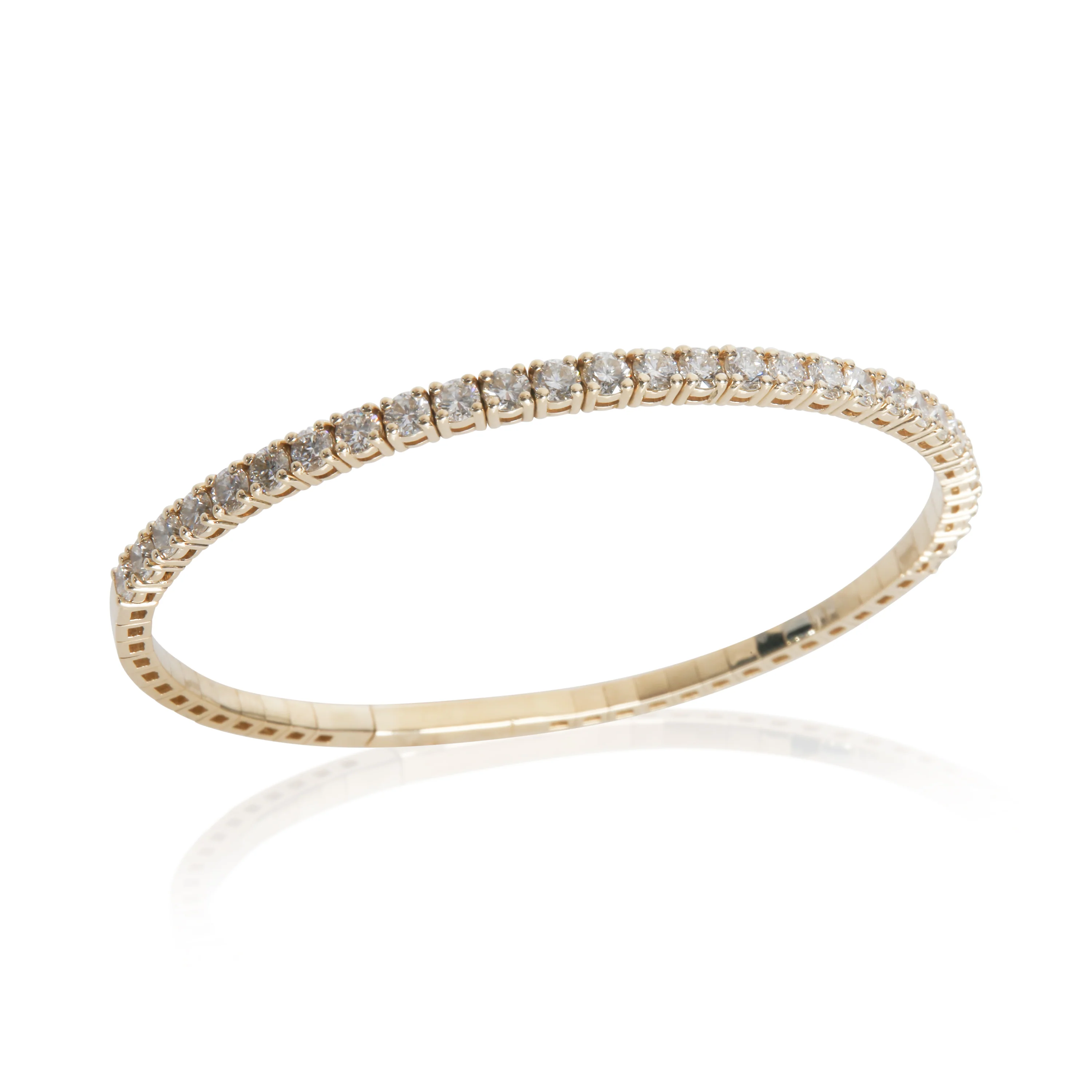 Yellow Gold Diamond Flexible Bangle Bracelet - Image 4