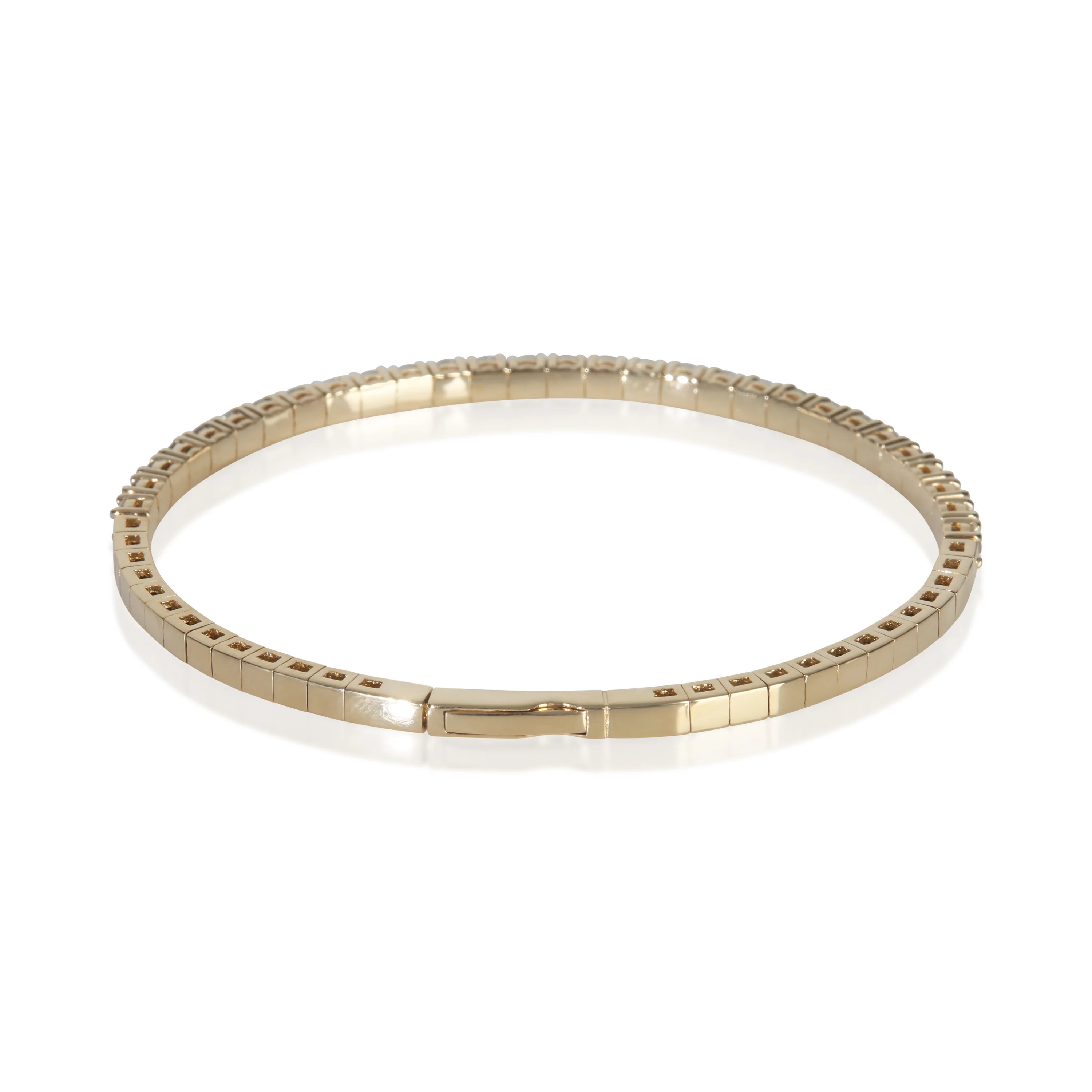 Yellow Gold Diamond Flexible Bangle Bracelet - Image 3