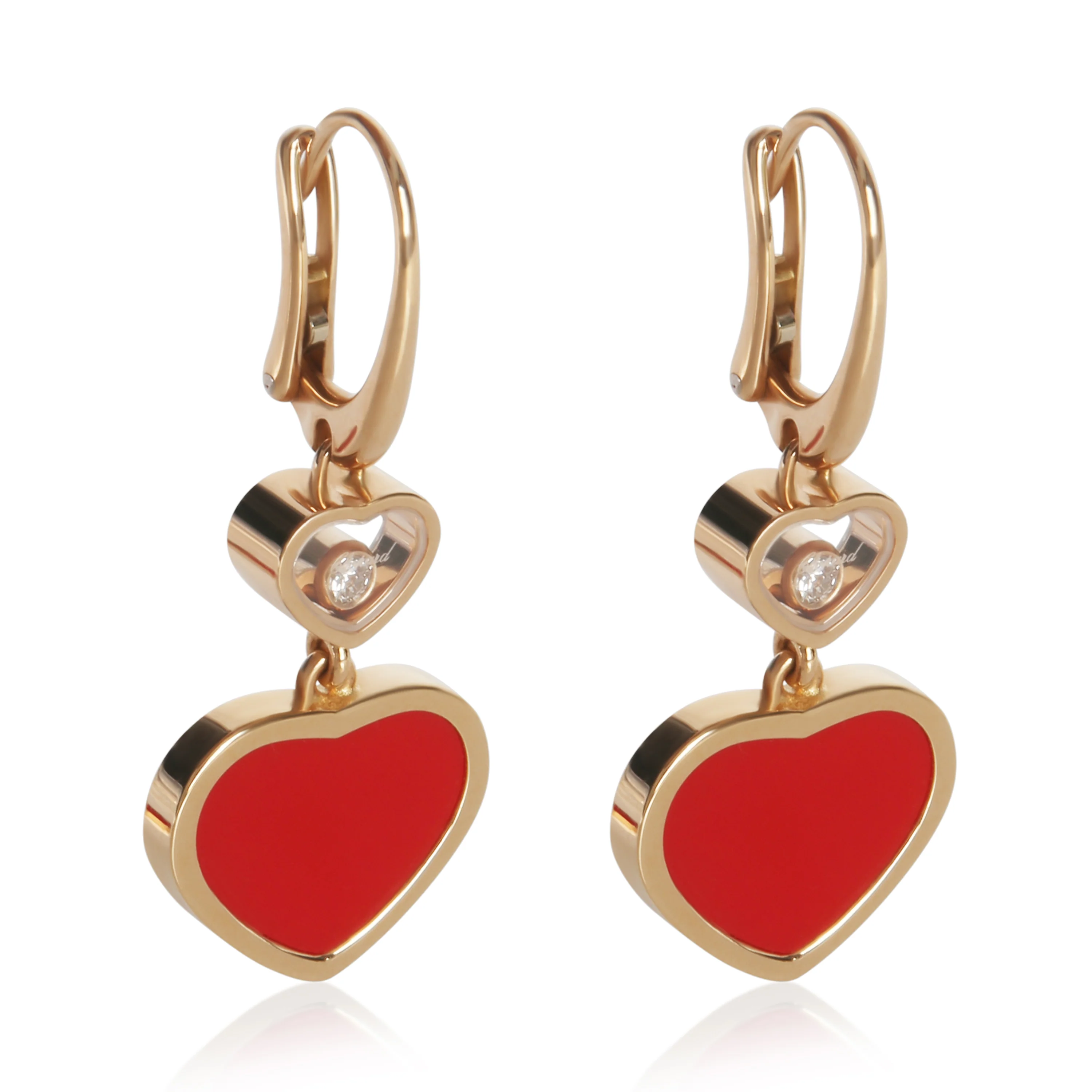 Rose Gold Diamond Happy Heart Earrings - Image 2