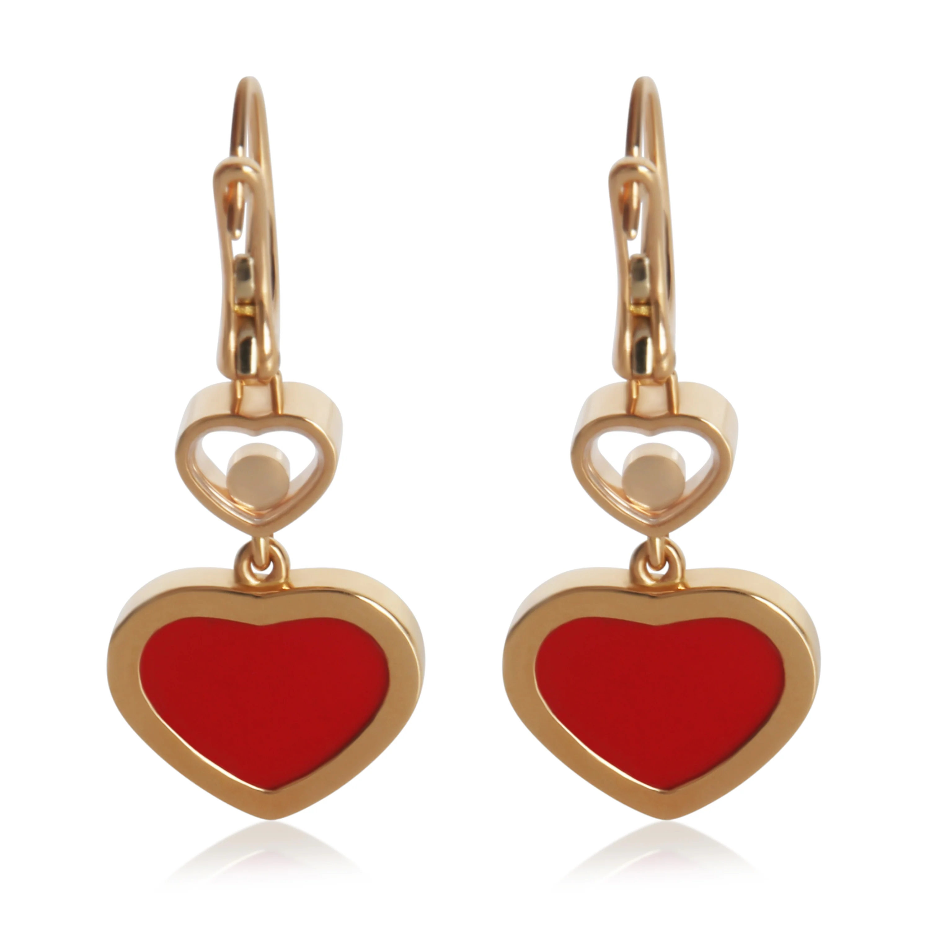 Rose Gold Diamond Happy Heart Earrings - Image 3