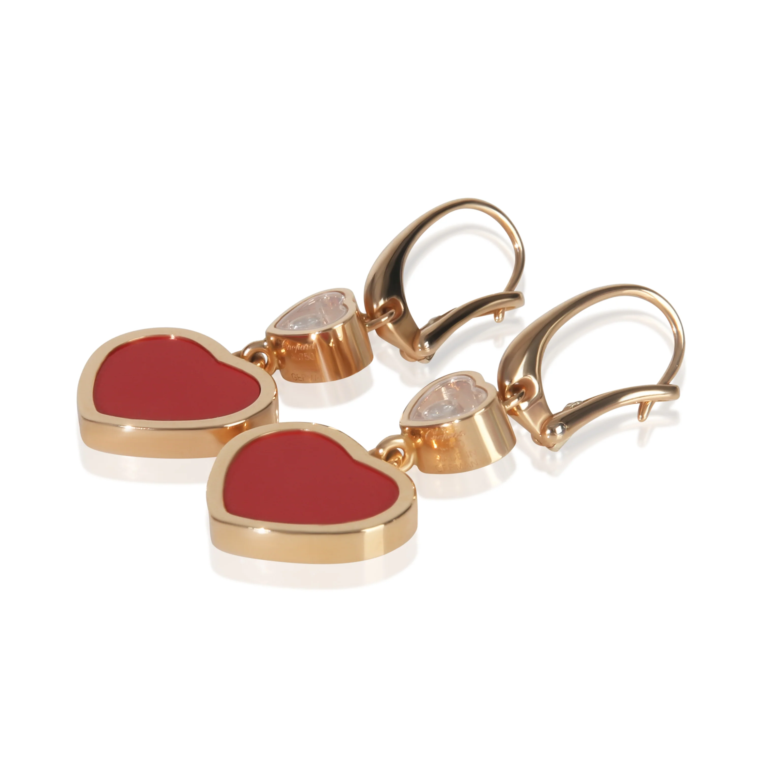 Rose Gold Diamond Happy Heart Earrings - Image 4