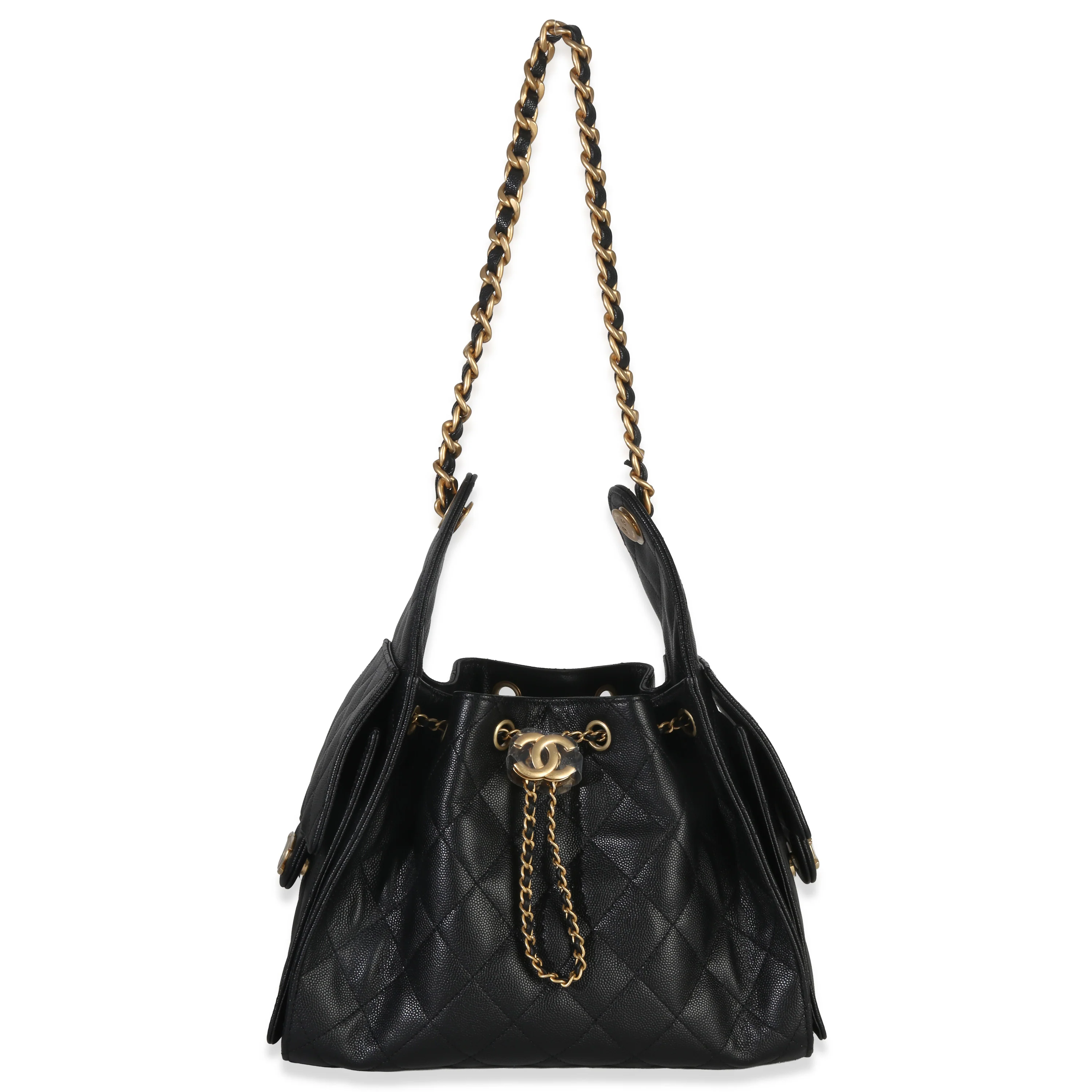 Black Quilted Caviar Small Chanel 25 Hobo Handbag - Image 8
