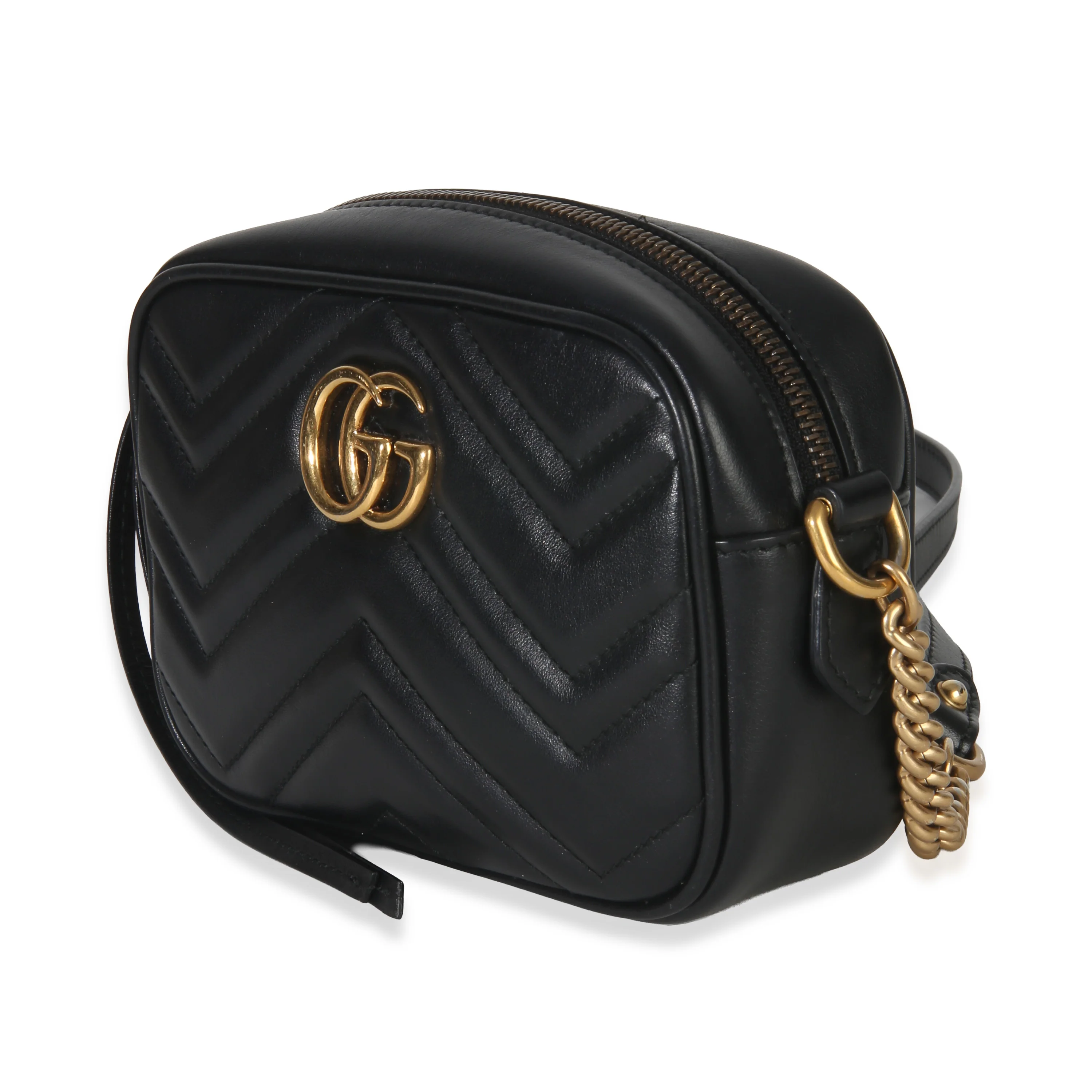 Black Calfskin Matelasse Mini GG Marmont Chain Shoulder Bag - Image 2