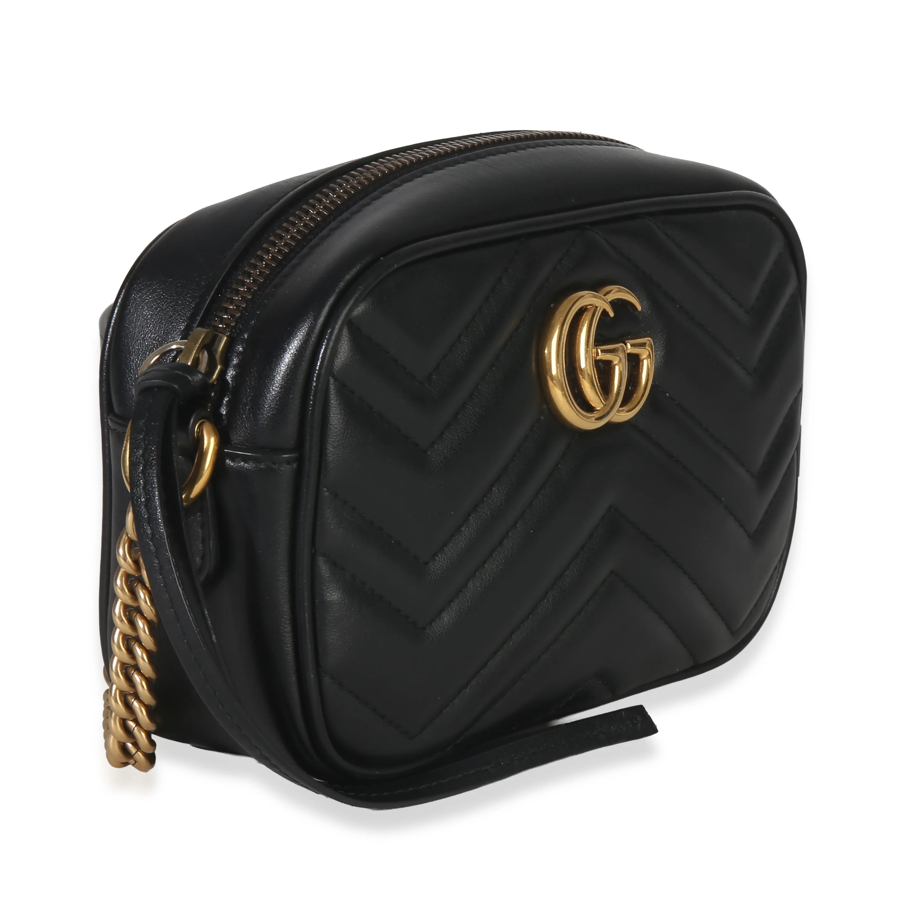 Black Calfskin Matelasse Mini GG Marmont Chain Shoulder Bag - Image 3