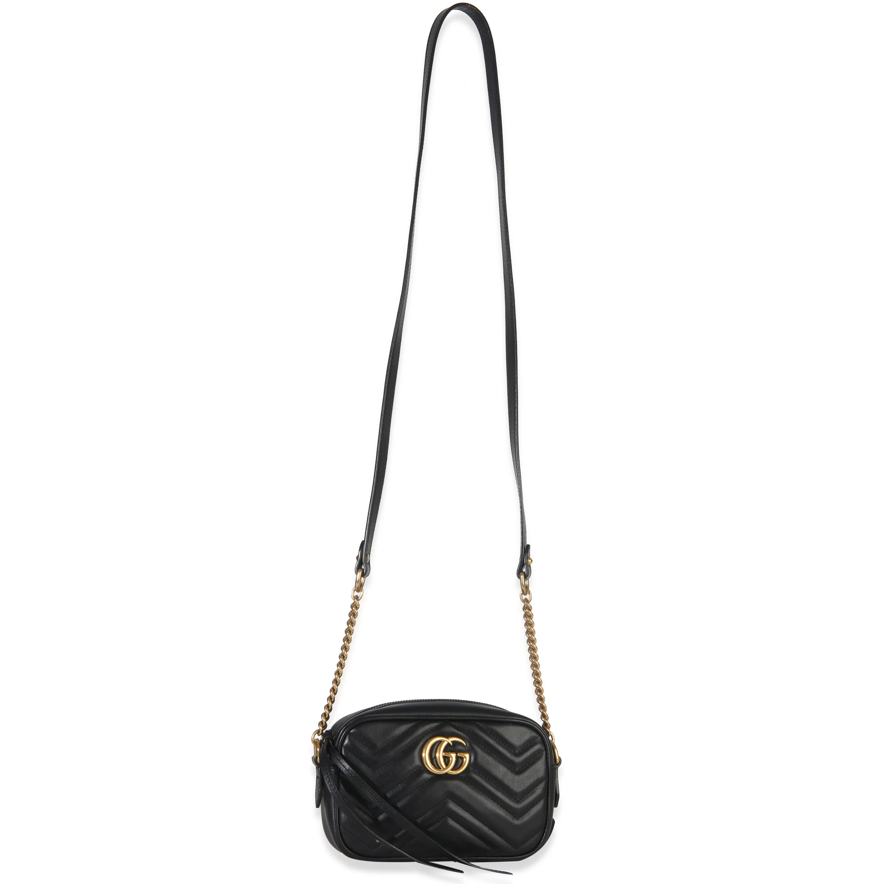 Black Calfskin Matelasse Mini GG Marmont Chain Shoulder Bag - Image 8