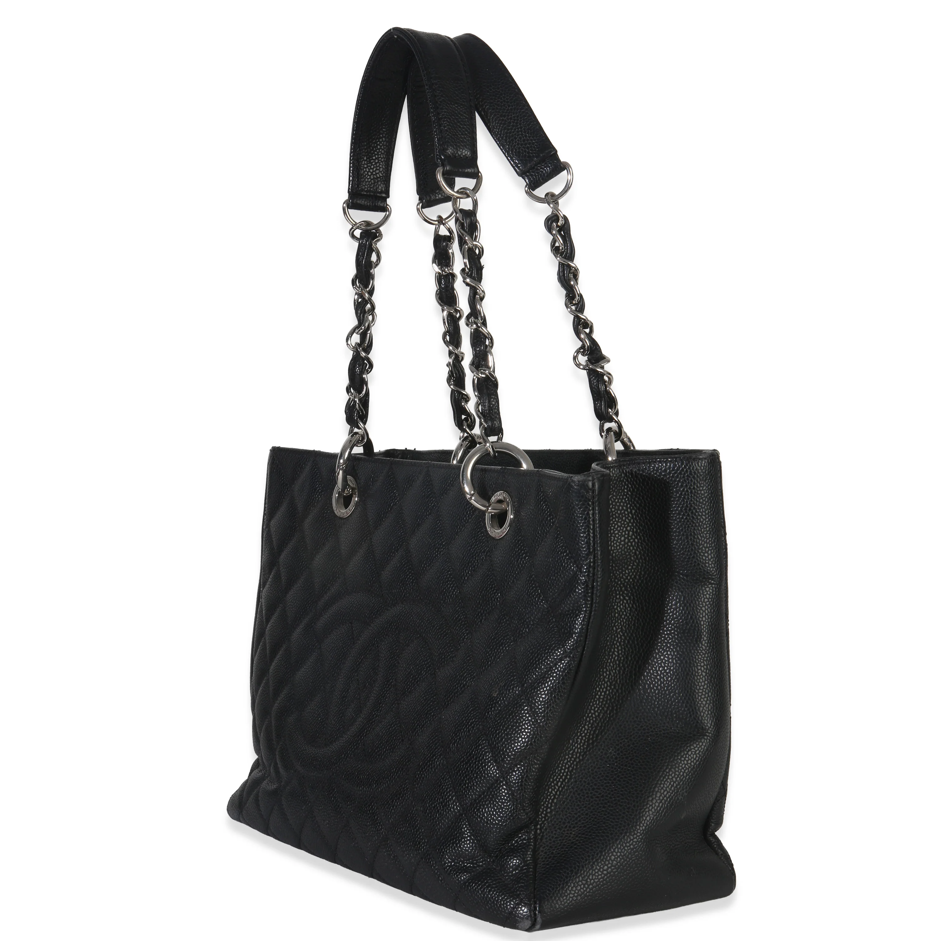 Black Quilted Caviar Grand Shopping Tote - Image 2