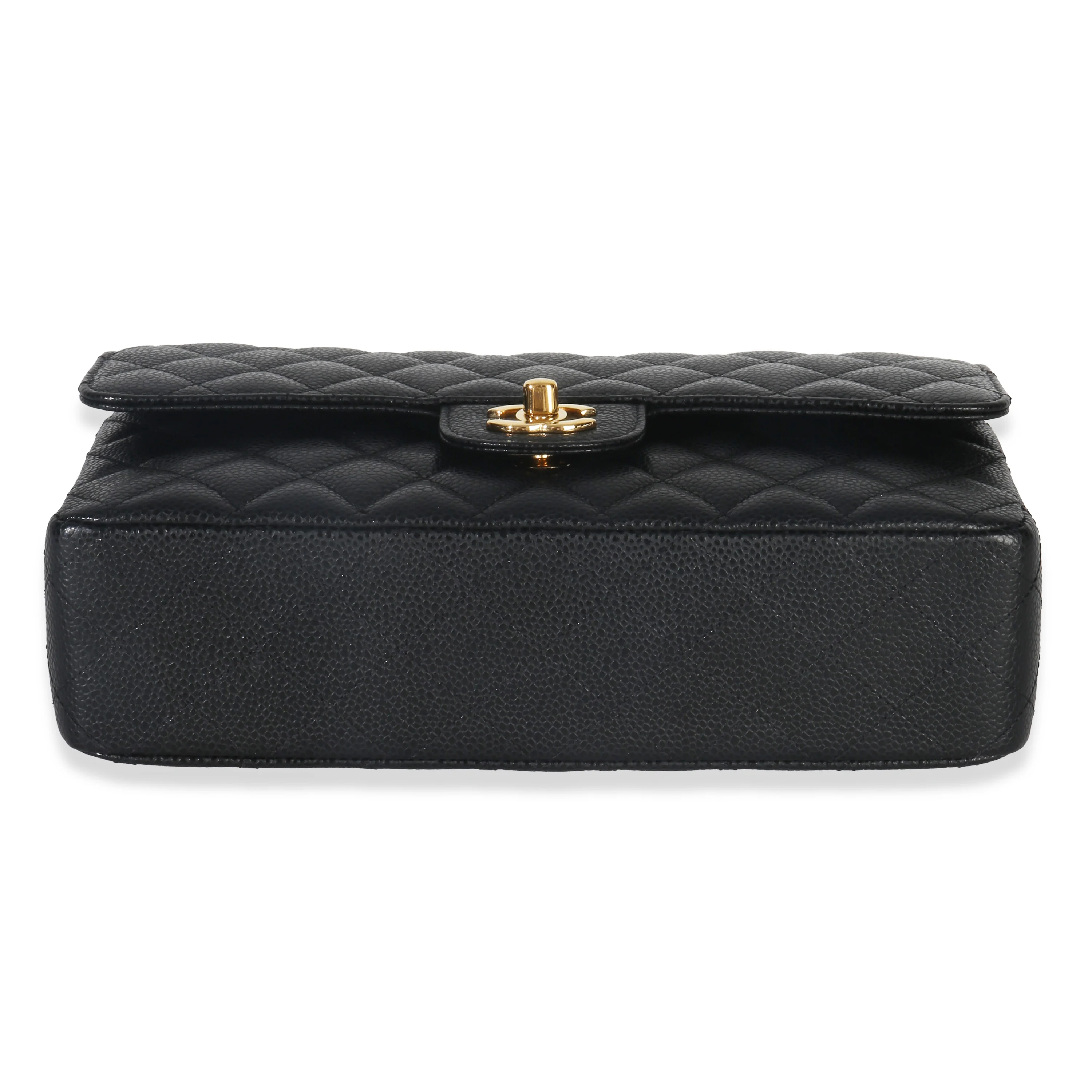 Black Quilted Caviar Medium Classic Double Flap Handbag - Image 5