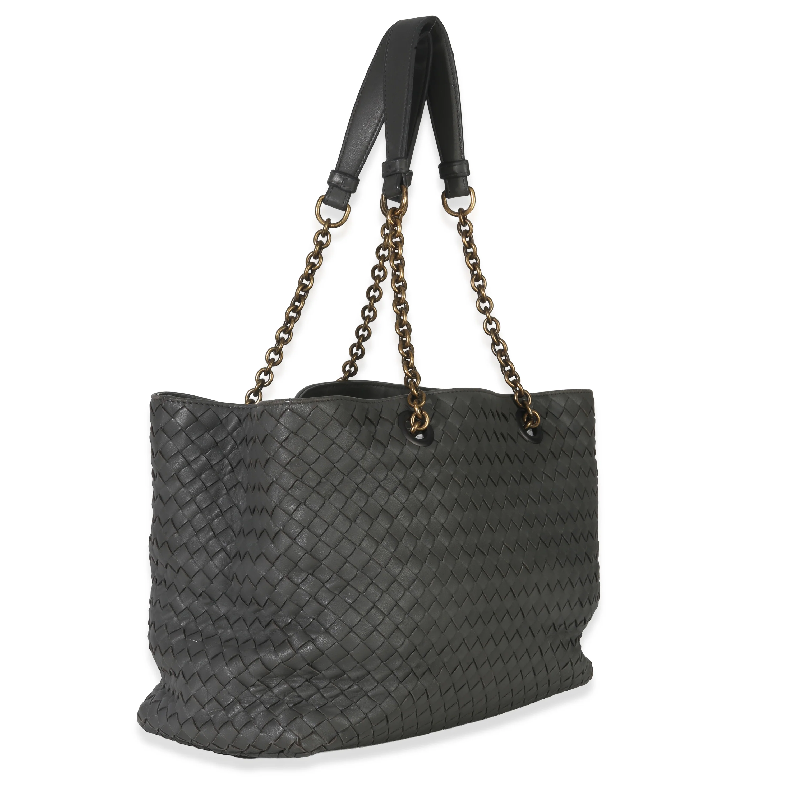 Grey Nappa Intrecciato Medium Chain Tote - Image 3