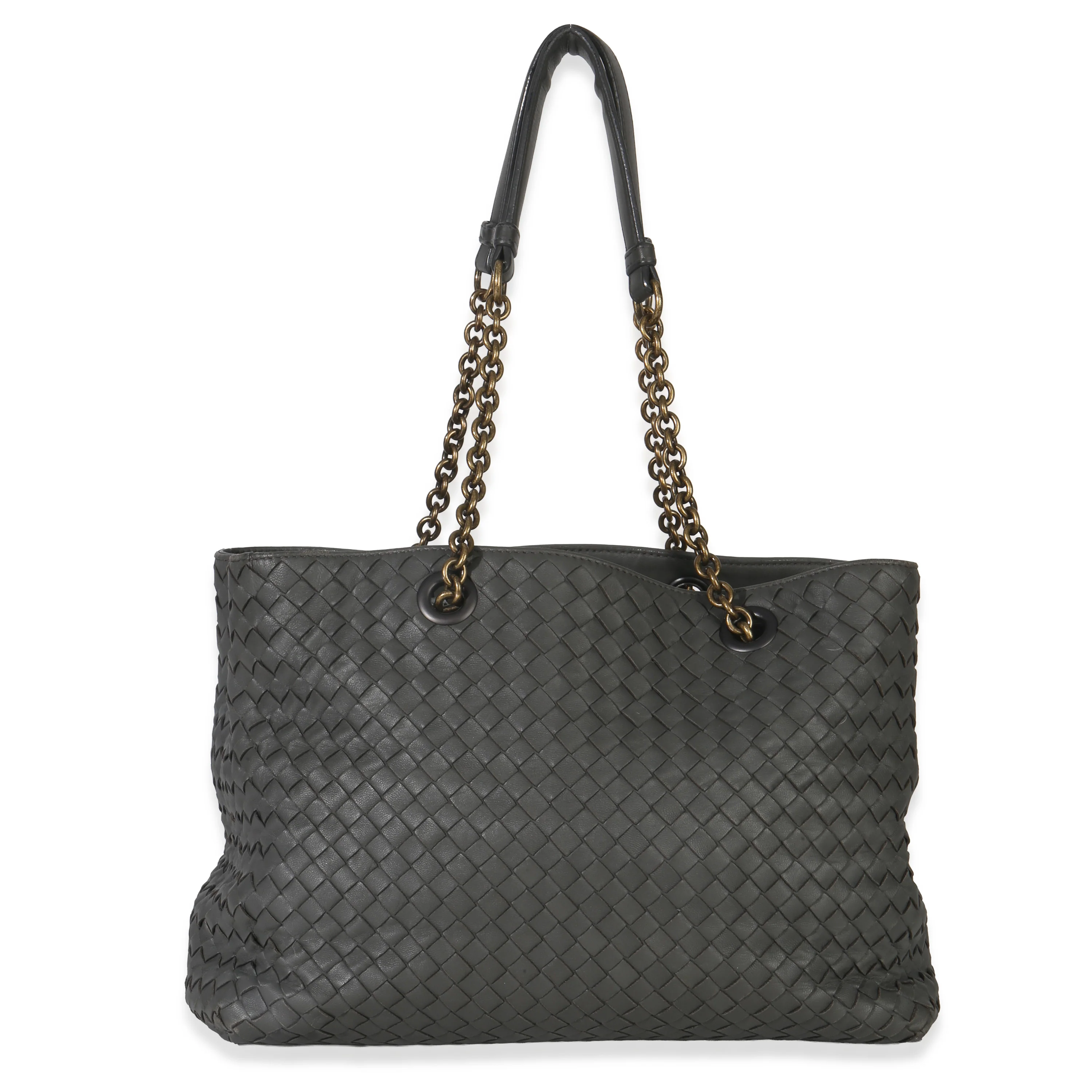 Grey Nappa Intrecciato Medium Chain Tote - Image 4