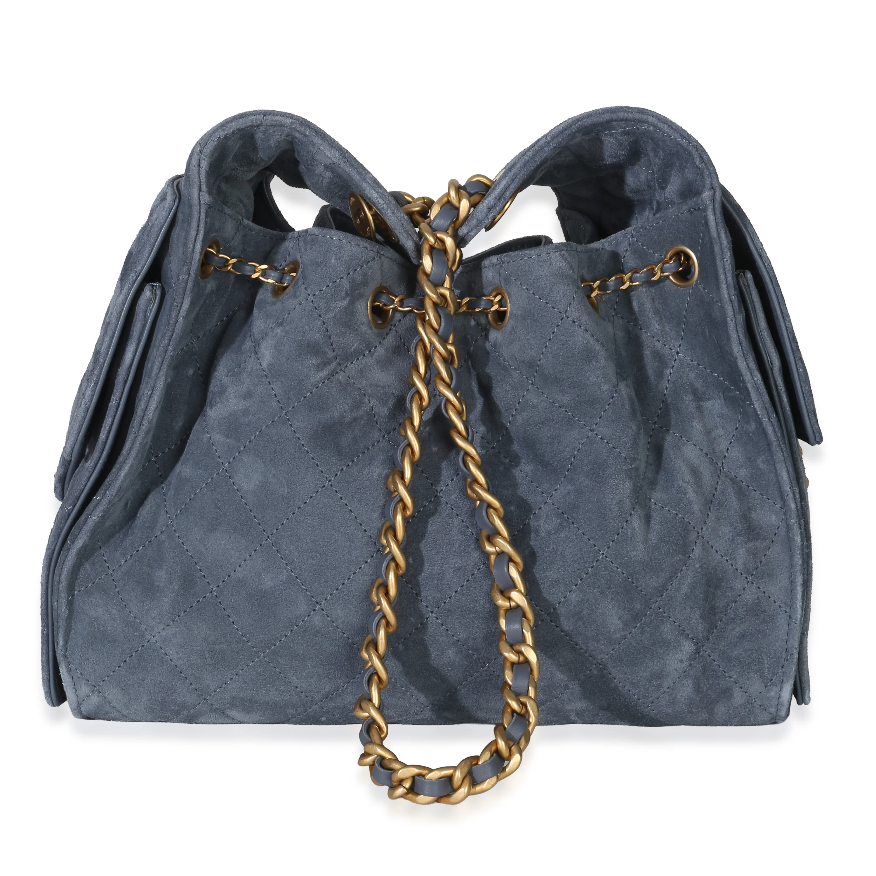 Blue Quilted Suede Small Chanel 25 Hobo - Image 4