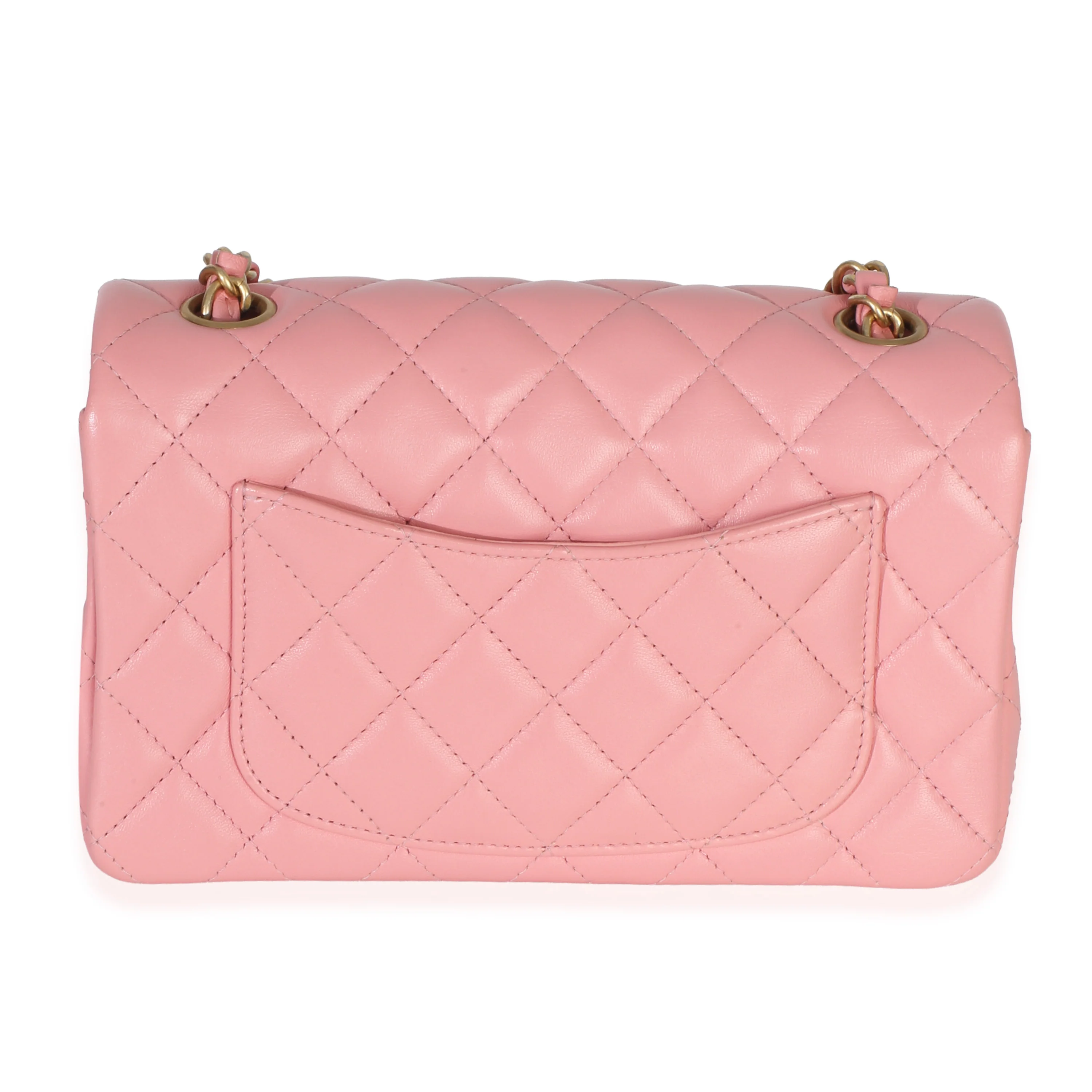 Pink Quilted Lambskin Mini Rectangular Flap Bag - Image 4