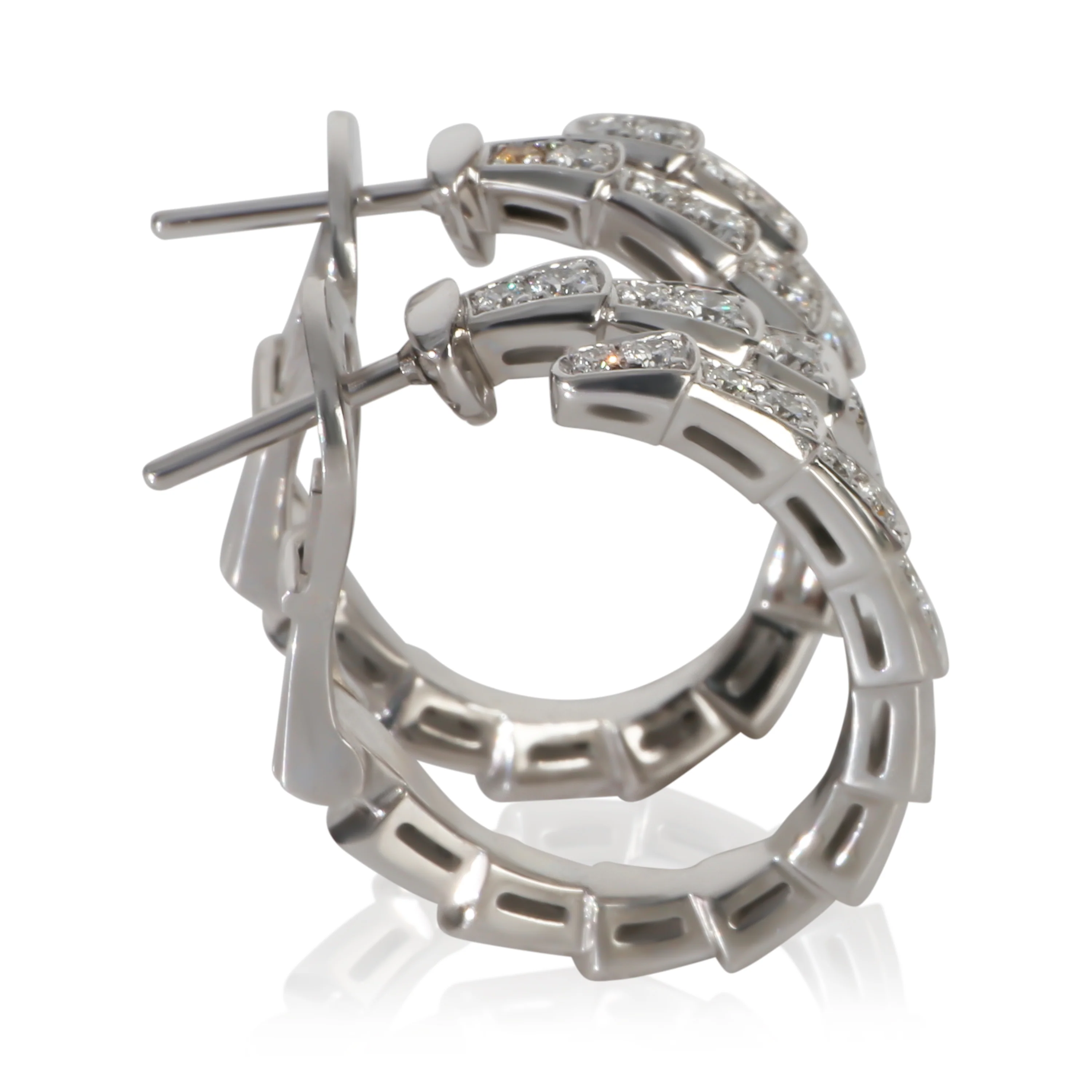 White Gold Diamond Serpenti Viper Earrings - Image 3