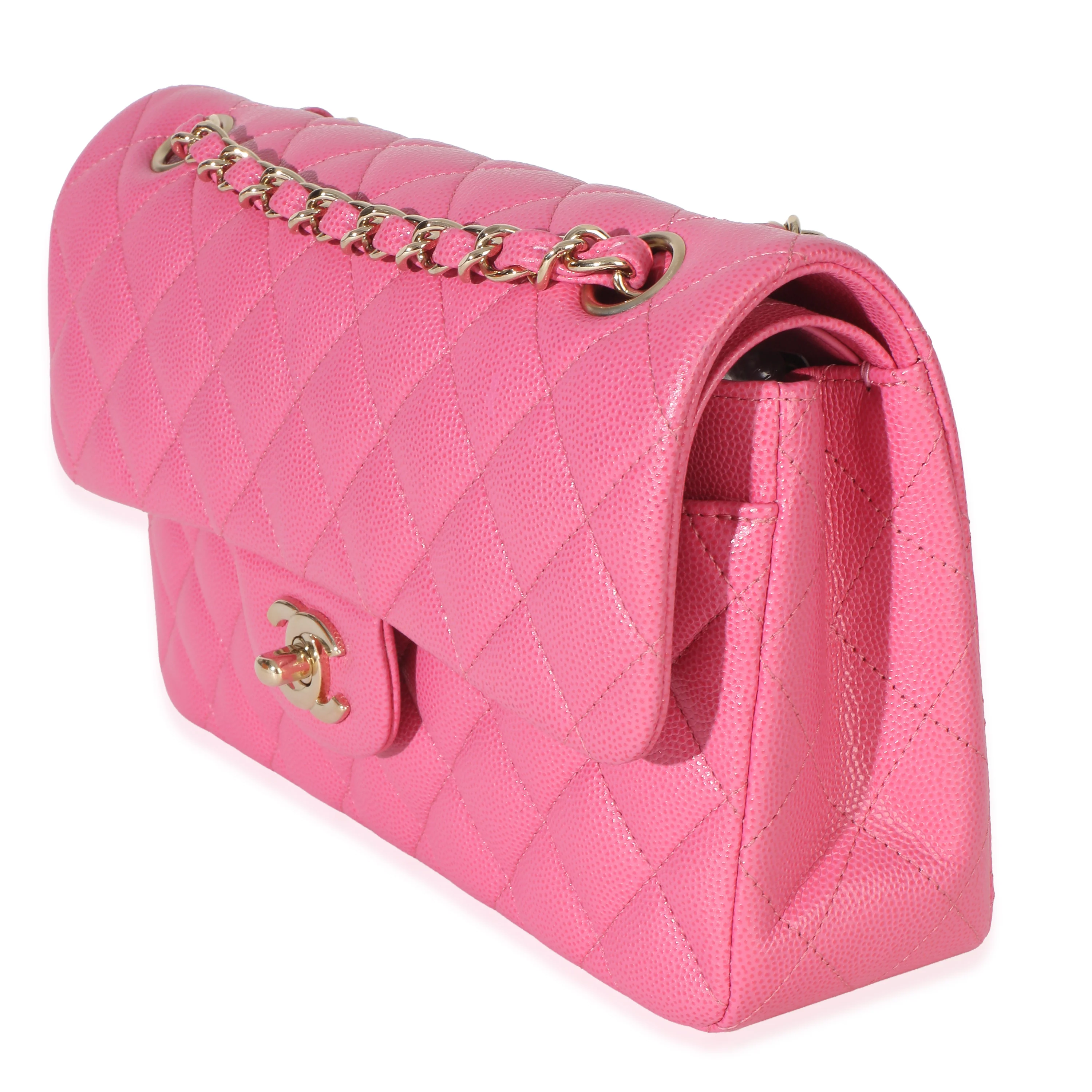 Dark Pink Quilted Caviar Small Classic Double Flap Handbag - Image 2