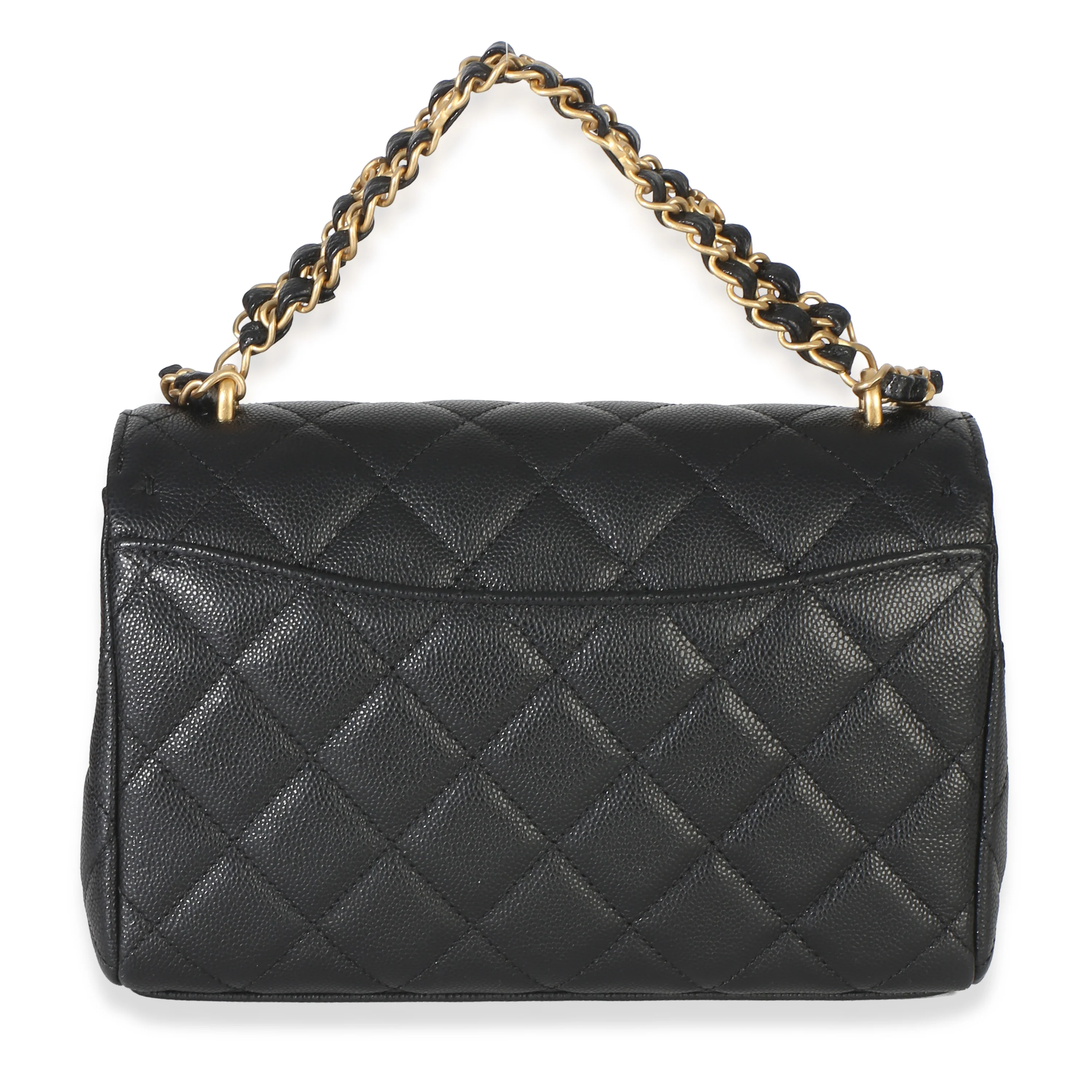 Black Quilted Caviar Coco First Flap Handbag - Image 4
